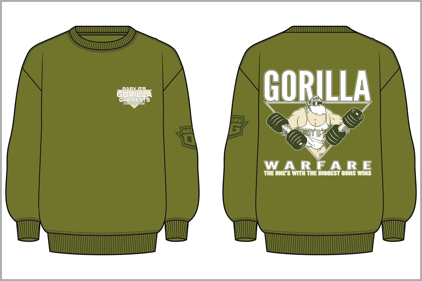 Gorilla Warfare Crewneck Sweatshirt in Military Green