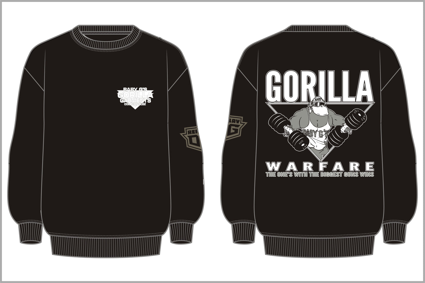 Gorilla Warfare Crewneck Sweatshirt in Black