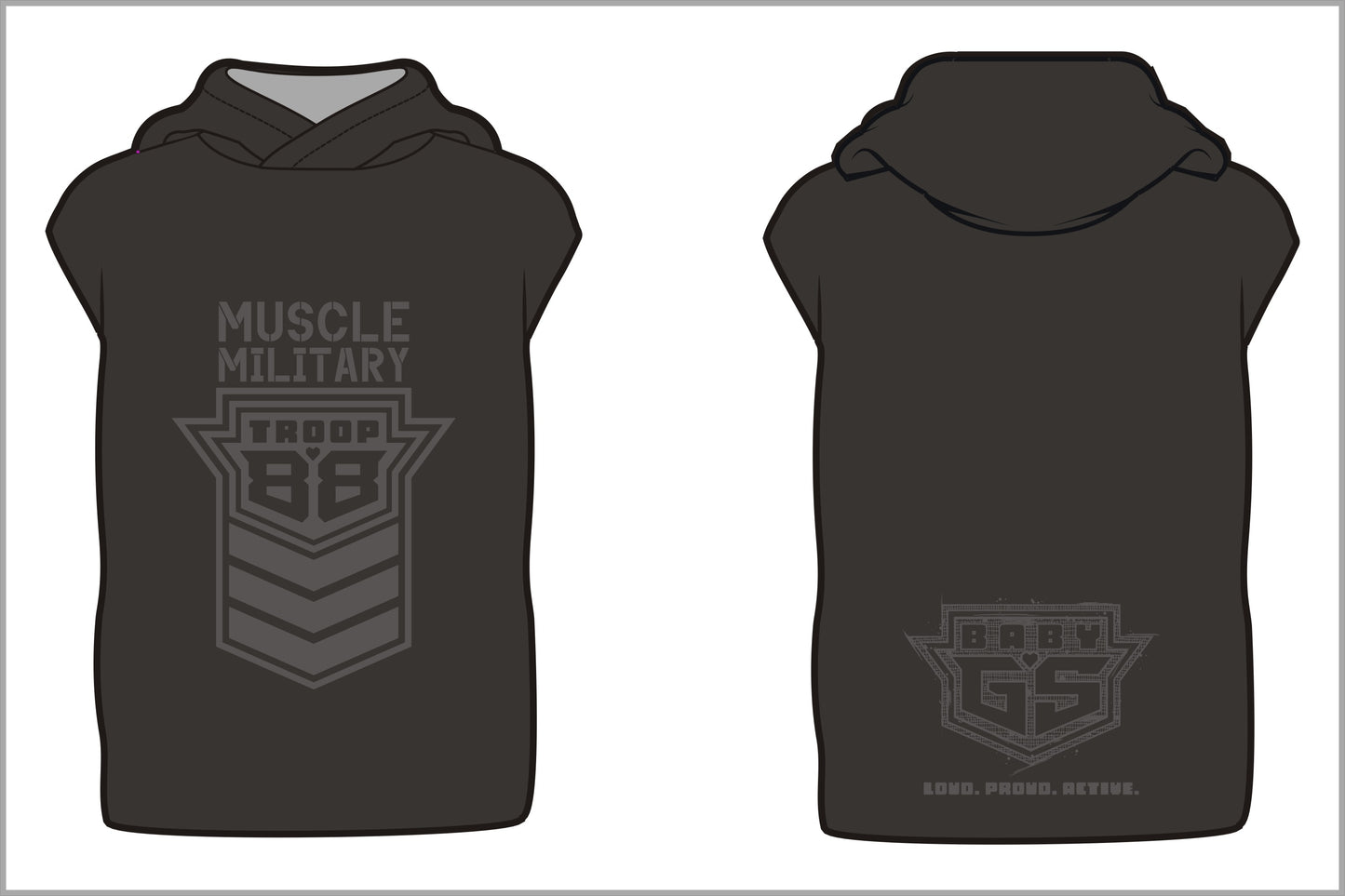 Troop 88 Muscle Military Black Ops Sleeveless Hooded Thermal Fleece Pump Cover